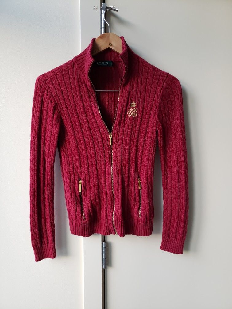 Lauren Ralph Lauren Red Sweater Jacket XS