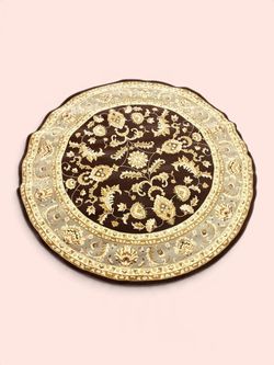 Brand New 7ft 9in Brown & Gray Round Floral Area Rug