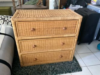 Vintage Three Drawer Wicker Dresser