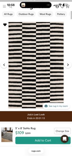 Black and white rug 5’3” x 10’