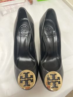 Tory Burch Black/Gold Sophie Wedge Size 5