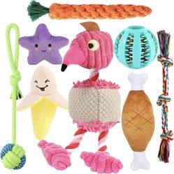 8 Pack Puppy Toys, Squeaky Plush Dog Toys for Small Dogs, Cute Puppy Teething Chew Toy, Safe Ropes Toys