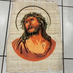Jesus Christ Hand Painting On Egyptian Papyrus 