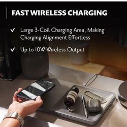 Courant Catch:3 Classics - Italian Leather Wireless Charging Station and Valet Tray (Ash) - Compatible with iPhone 15, 14, 13, 12, 11, X, Galaxy S21, 