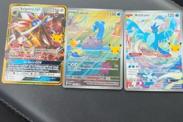 Pokemon Celebration 30th Anniversary Cards- Solgaleo GX, Lapras, Articuno