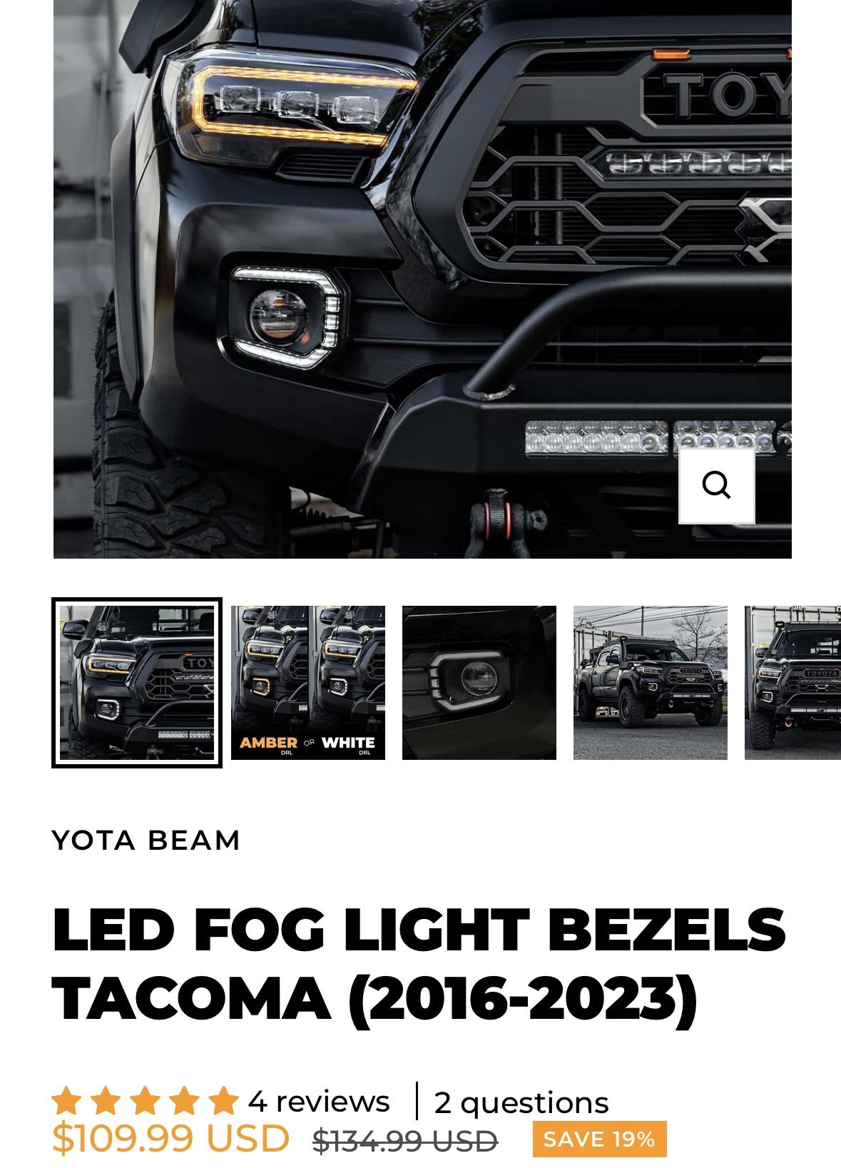 2016-2023 Tacoma Sequential LED Fog Light Bezel