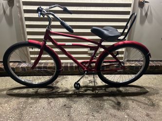 Red, Schwinn, Three speed bicycle.