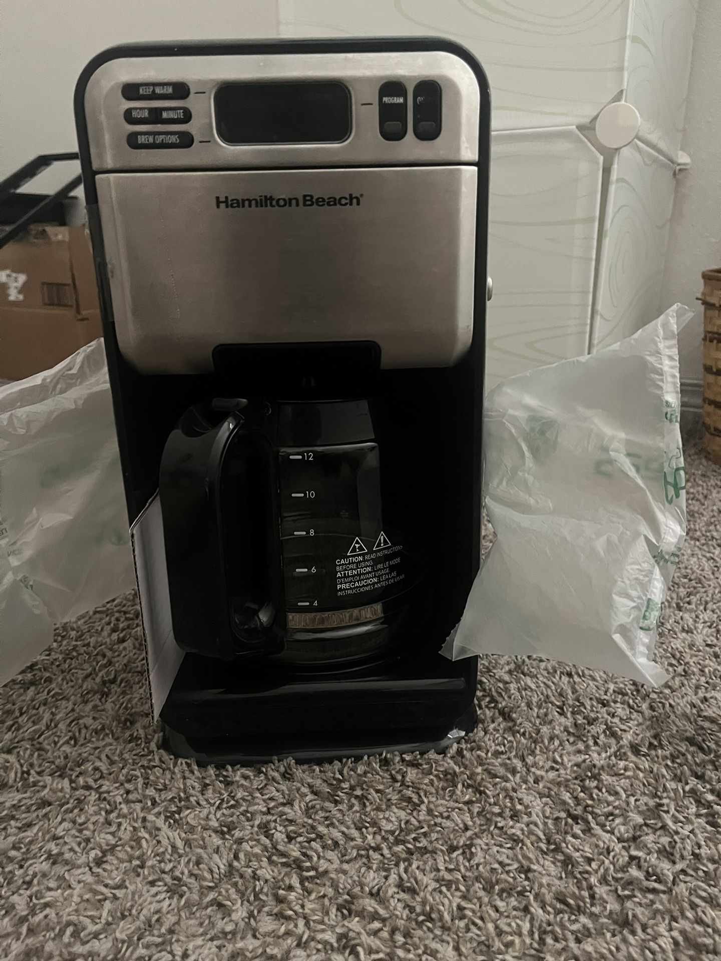 Hamilton Beach Programmable Coffee Maker, 12 Cups, Front Access Easy Fill, Pause & Serve, 3 Brewing Options, Black