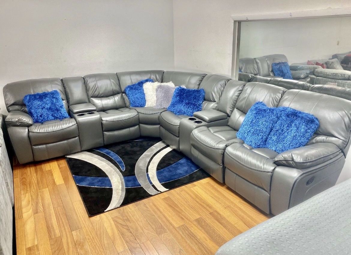 NEW COMFY GRAY RECLINING SECTIONAL SOFA SET ON SALE NOW ONLY $1499! NO CREDIT NEEDED FINANCE AVAILABLE 🤩💰☎️ SAME DAY DELIVERY 🚚