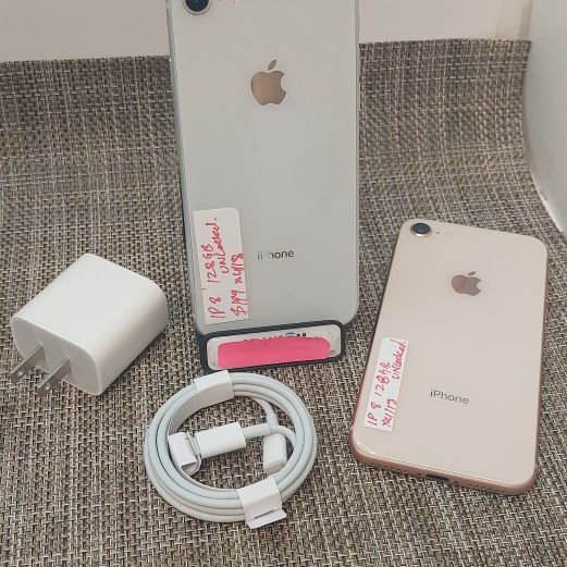 Apple IPHONE 8 128GB Excellent Condition Factory Unlocked At $149 Cash Deal.