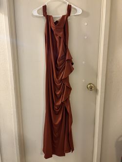 Copper brown/orange maid of honor wedding dress/prom