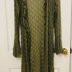 Londonrose Cardigan Ruffel Trim Green Sheer
