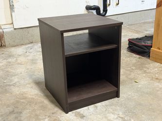Dark Brown Nightstand with Open Shelves