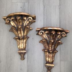 Large Vintage Sconces Set of 2 Gold