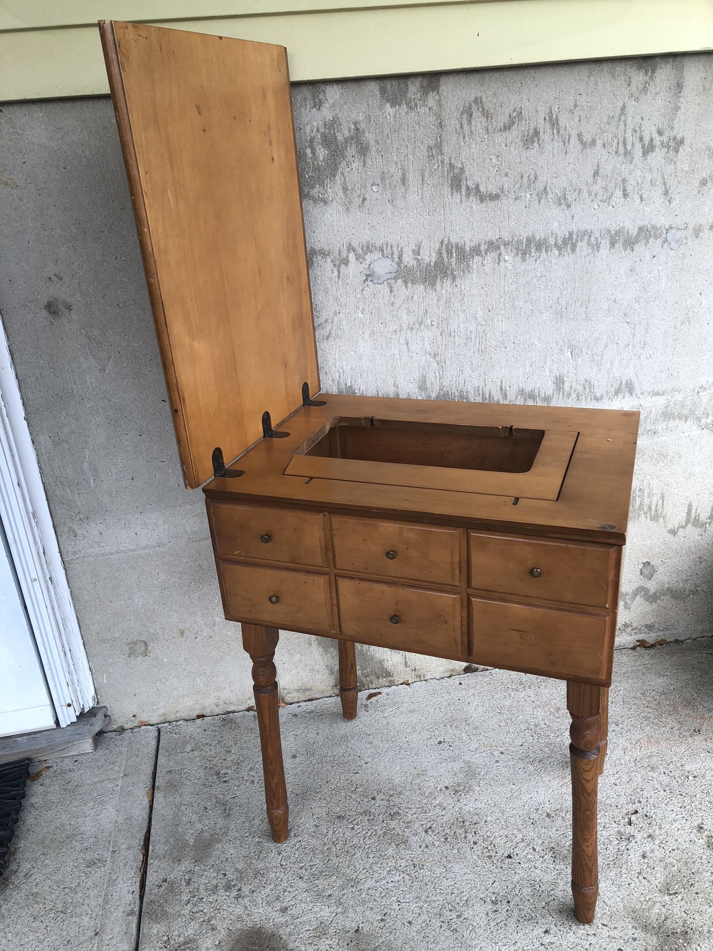 Vintage Wood Sewing Machine Cabinet