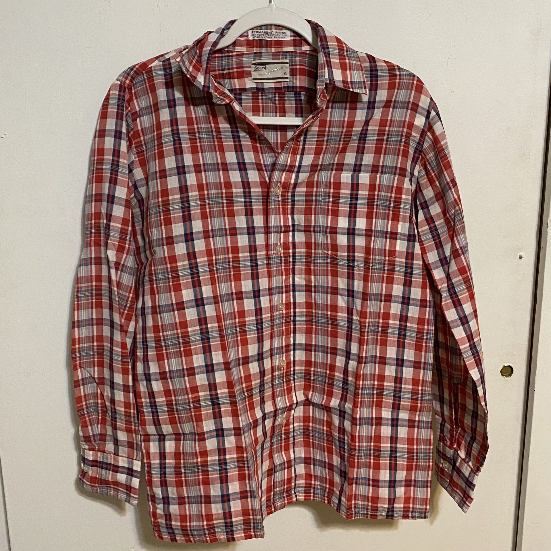 90s Vintage Sears Men’s Sportswear Red Plaid Shirt