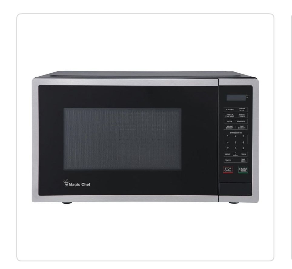 Microondas Magic Chef 18.6 in W, 0.9 cu. ft. Countertop Microwave, in Stainless Steel with 900-Watt Cooking Power