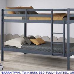 Twin bunk bed. Comes in espresso, white & grey. Assembly required. Assembly not included. Taxes included. Free delivery.  Bunk bed only-$220 Bunk bed 