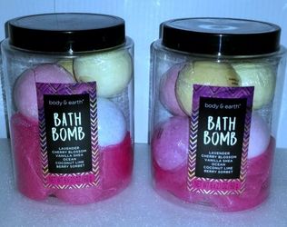Set of 2 New Body & Earth Bath Bombs & Body Scrub Boxes 6 individual Assorted Scents In Each One ASKING $6.00 for 1 Or $11.00 For Both