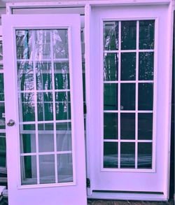 White French Door Pair with Glass Panels