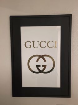 Designer Shiny Gold Print With Matted Frame 