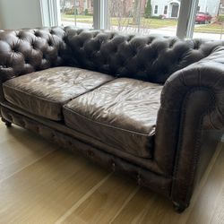 Chesterfield Leather Loveseat & Armchair Set – Classic Style, Real Leather