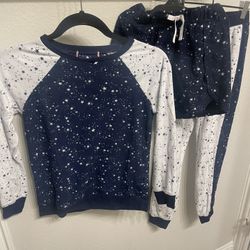 BCBG Girls Fleece Lounge Set Of 3 Blue Stars, Medium 10-12