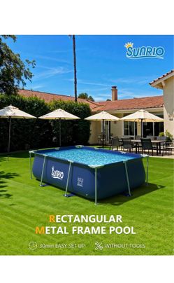 8ft Rectangular Metal Frame Pool
