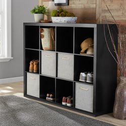 Better Homes & Gardens 12-Cube Storage Organizer, Tobacco Oak Tobacco Oak - 57.4" x 15.35" x 43.35"