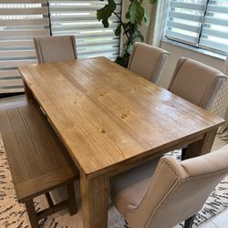 Dining Table with Chairs+Bench 