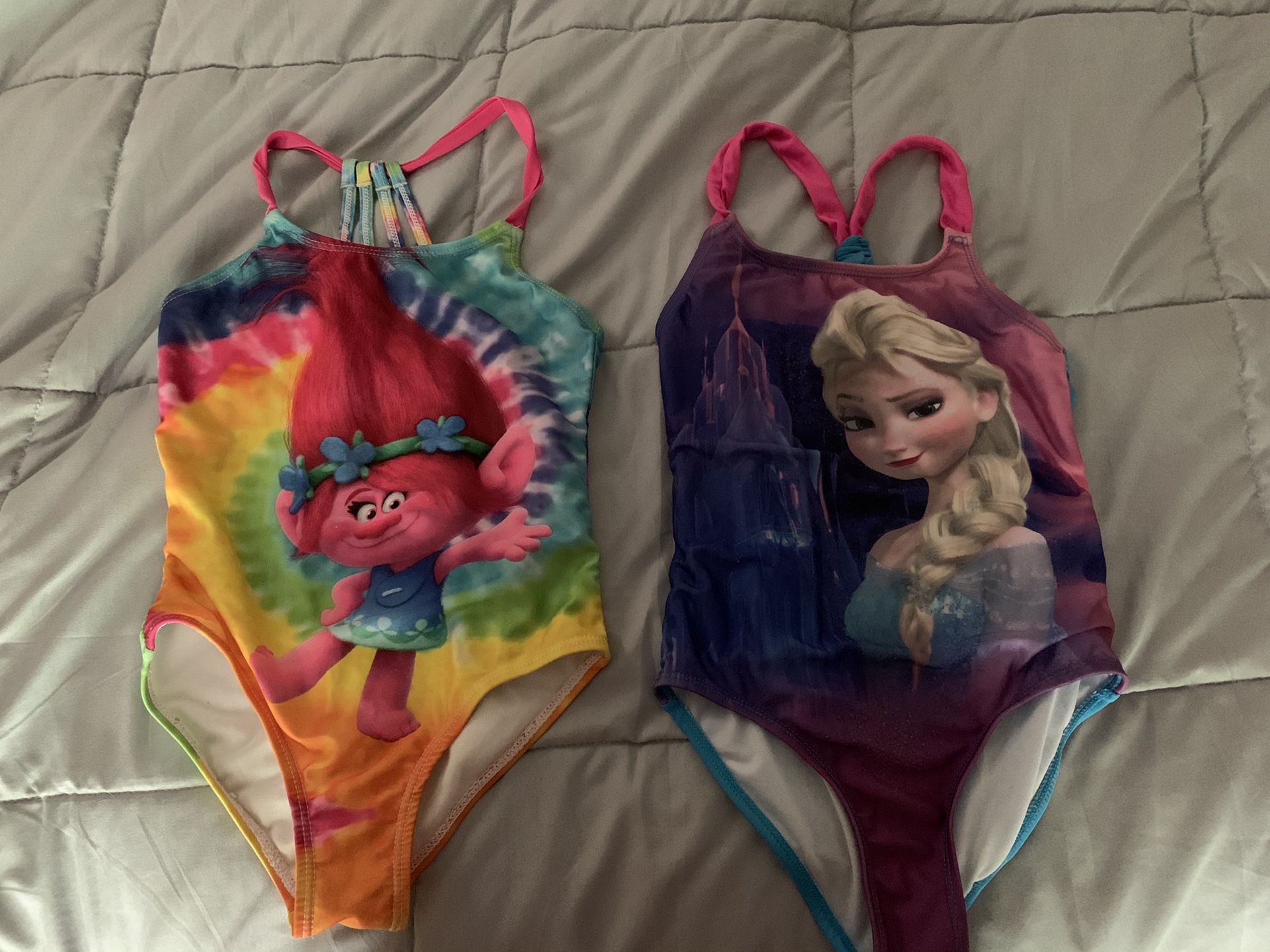 Disney Frozen Bathing Suits And Troll’s Bathing Suits Size 6 