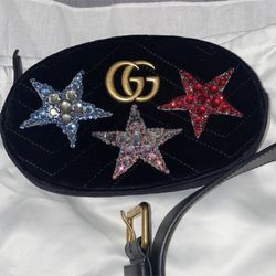 GUCCI MARMONT CRYSTAL STARS VELVET BELT WAIST BAG