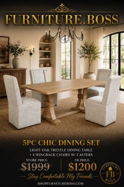 5pc Rustic Chic Dining Table Set