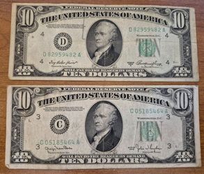1950 & 1950-A $10 Green Seal Notes (VG)