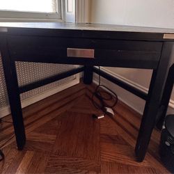 Dark Wood Corner Desk + Chair