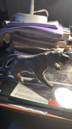 Carved Stone Tiger / Panther Figurine – 8” Long × 3” Tall – Heavy Polished Stone