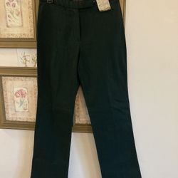 NEW w/ Tag SIZE 4 Dark Green Stretch NY Khakis Straight Leg Studio Pants 