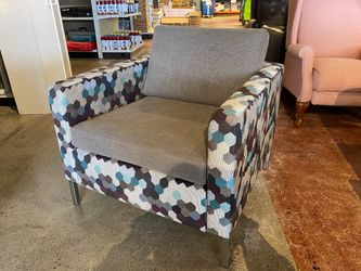 KEILHAUER Boxy Modern Hexagon Armchair with Metal Legs