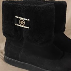 GBG by Guess Women's 8M Fur Lined Suede Ankle Boots Jewel Detailing