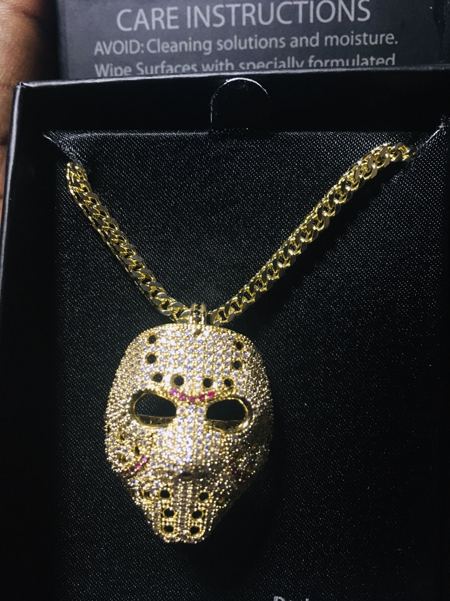 14k Gold Plate Diamond Jason Mask 