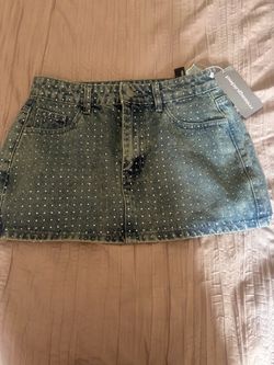 Denim Rhinestone Skirt