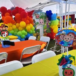 Cocomelon Backdrop  And Balloon Garland 