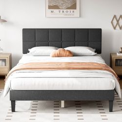 BRAND NEW 
Twin Sweetcrispy Upholstered Bed Frame with Headboard,Dark Gray 