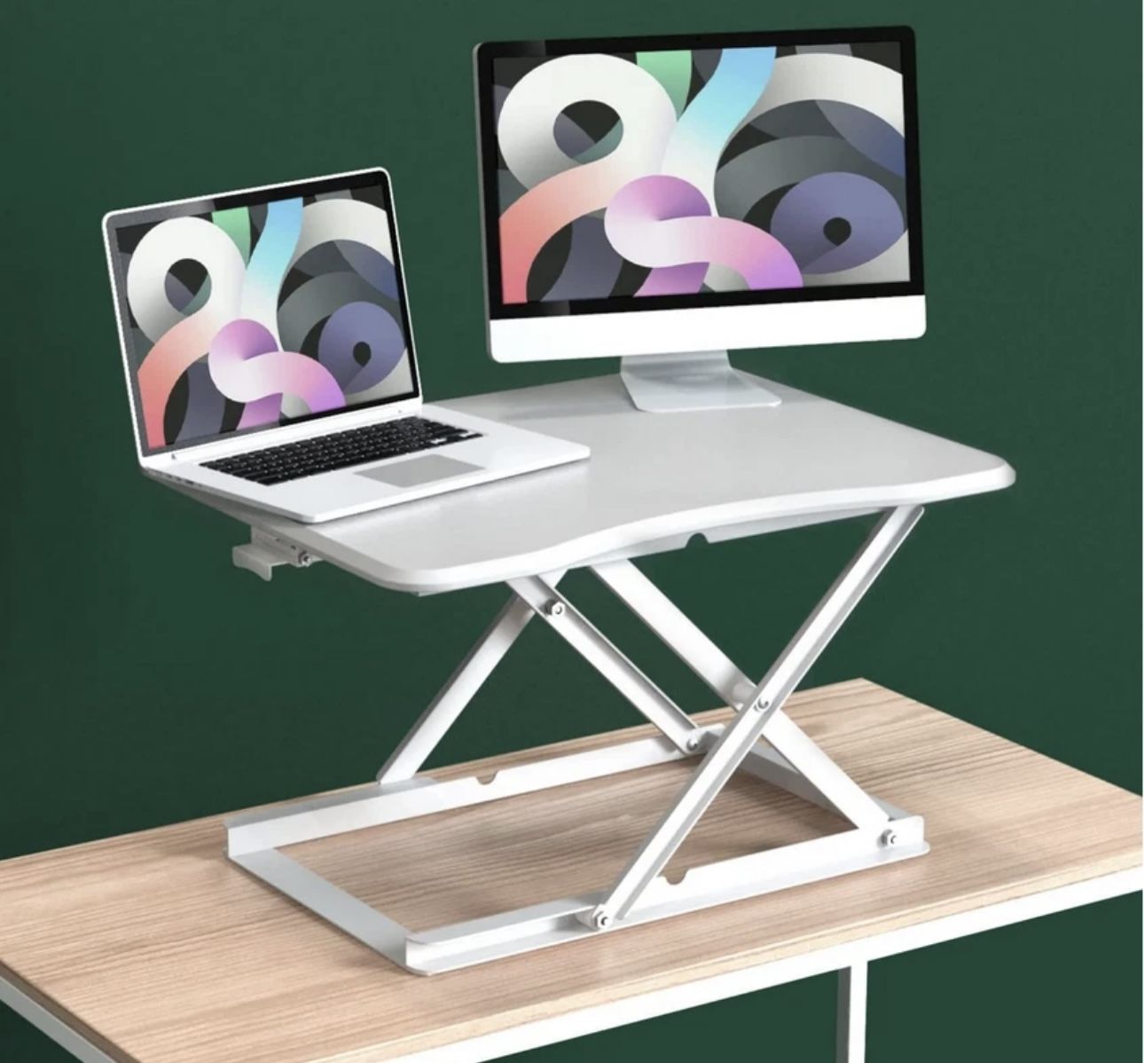 Zinus Molly Height Adjustable Standing Desktop Desk, White, NEW