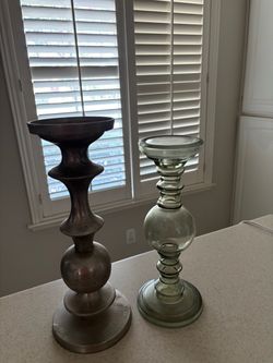Decorative Pillar Candle Holders Set of 2