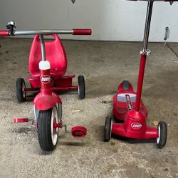 Radio flyer tricycle and scooter