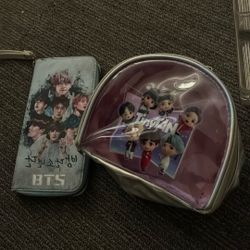 BTS Wallet And makeup Bag 