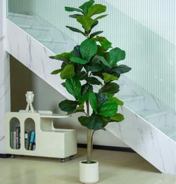 Pretty artificial plant fig tree 6 ft tall with planter! Brand New