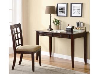 Brand New Cappuccino Wood Desk and Chair Set