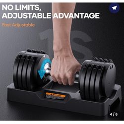 1 Adjustable Dumbbell 25lb  Home Gym at Home Workout W-75